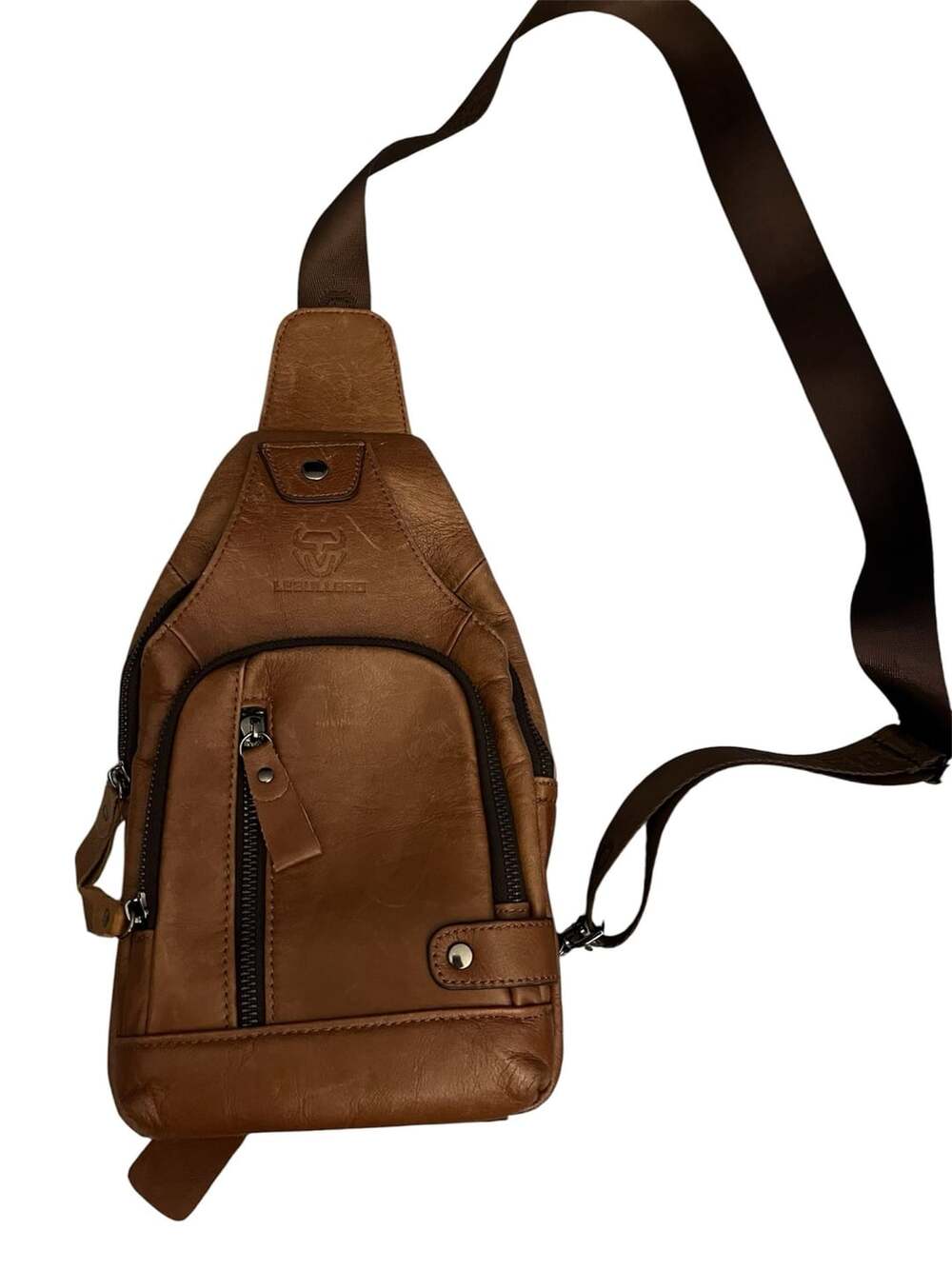 Leebullerd Genuine Leather Sling Bag Brown Chest Crossbody